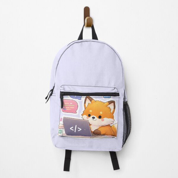 Item preview, Cute Coding Fox Laptop – Kawaii Programmer Fox with Code Bubbles designed and sold by Still Breathing Studio.