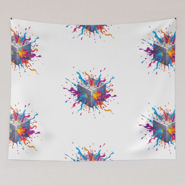 Item preview, Explosive Creativity: Vibrant Abstract Color Splash Cube designed and sold by MartinxMarie.