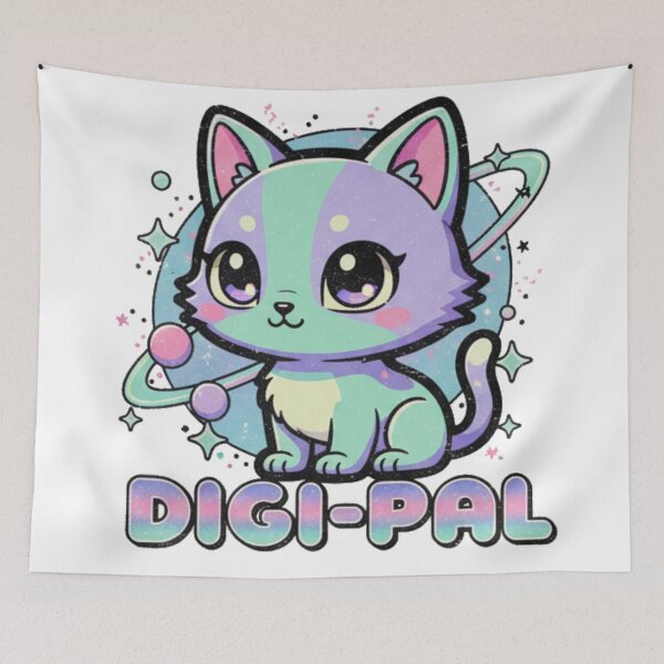 Item preview, Cosmic Charm: Adorable Digi-Pal Space Cat Illustration designed and sold by MartinxMarie.