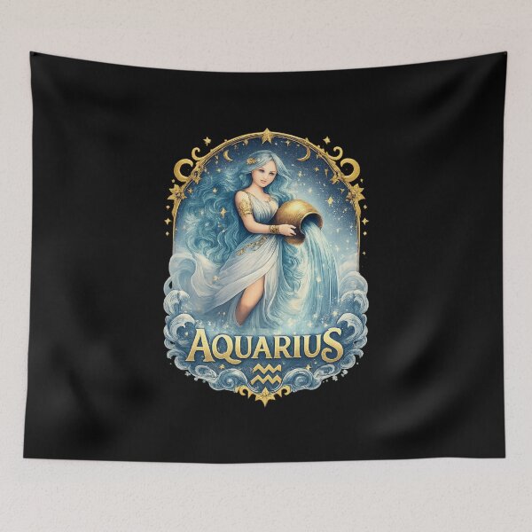 Item preview, Aquarius Zodiac Sign – Celestial Water Bearer Astrology Art designed and sold by Dragonfly-10.