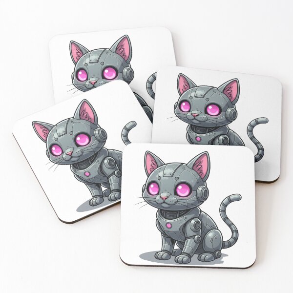 Item preview, Kawaii Mecha Kitten | Futuristic Cyberpunk Robo Cat Art designed and sold by SlomianyPisarz.