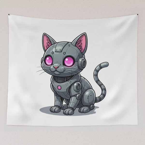 Item preview, Kawaii Mecha Kitten | Futuristic Cyberpunk Robo Cat Art designed and sold by SlomianyPisarz.