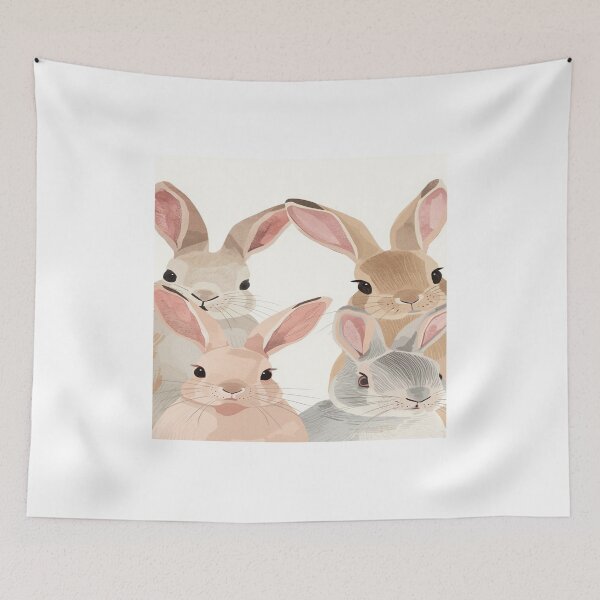 Item preview, Aesthetic Illustrated Bunny in Pastel Tones designed and sold by mari0n980.