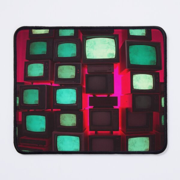 Item preview, Retro TV Stack Pop Art - Vintage Television Wall Hot Pink designed and sold by Cine8.