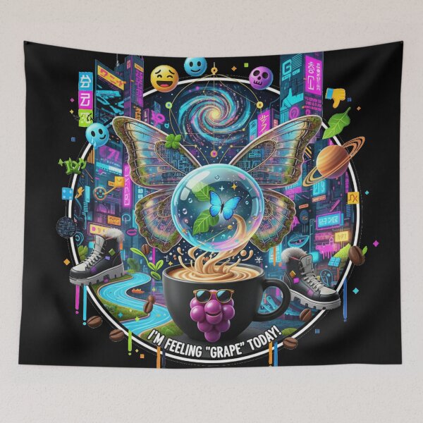 Item preview, I’m Feeling Grape: Vibrant Cyberpunk Surrealism Statement Art designed and sold by MartinxMarie.