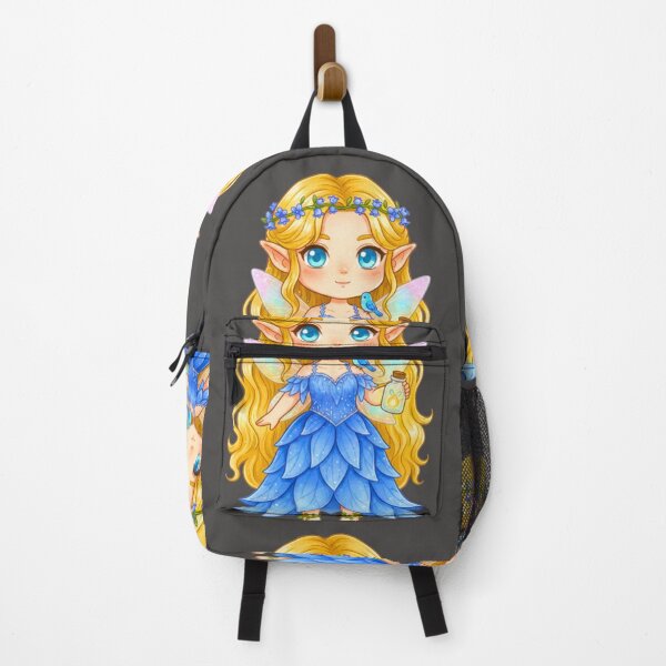Item preview, Chibi Forest Fairy with Blue Bird and Magic Lantern designed and sold by MBBialyPiksel.