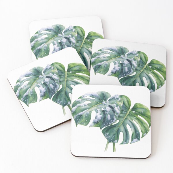 Item preview, Snowy Monstera Leaves Watercolor designed and sold by Litely.