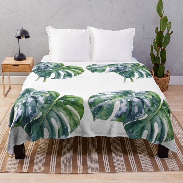 Item preview, Snowy Monstera Leaves Watercolor designed and sold by Litely.