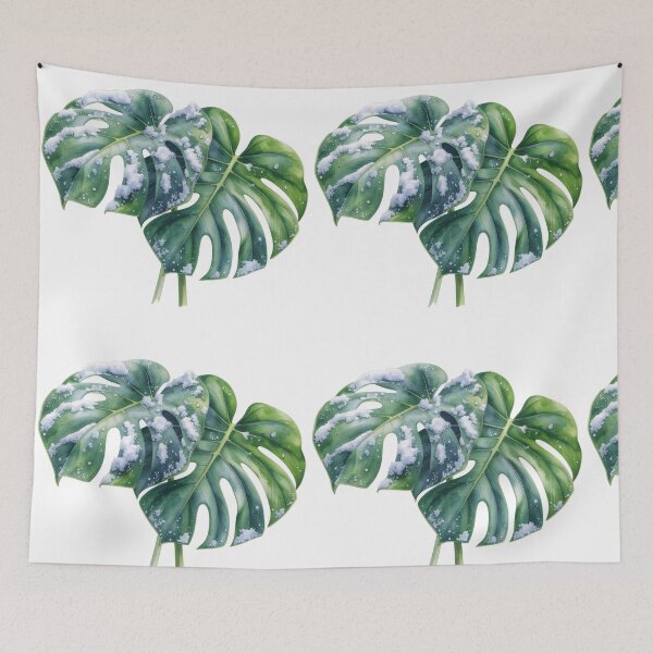 Item preview, Snowy Monstera Leaves Watercolor designed and sold by Litely.