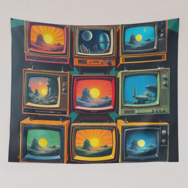 Item preview, Retro TV Stack Pop Art - Vintage Television Wall Hot designed and sold by Cine8.
