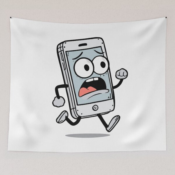 Item preview, Frantic Running Smartphone | Funny Panicked Tech Character Art designed and sold by SlomianyPisarz.