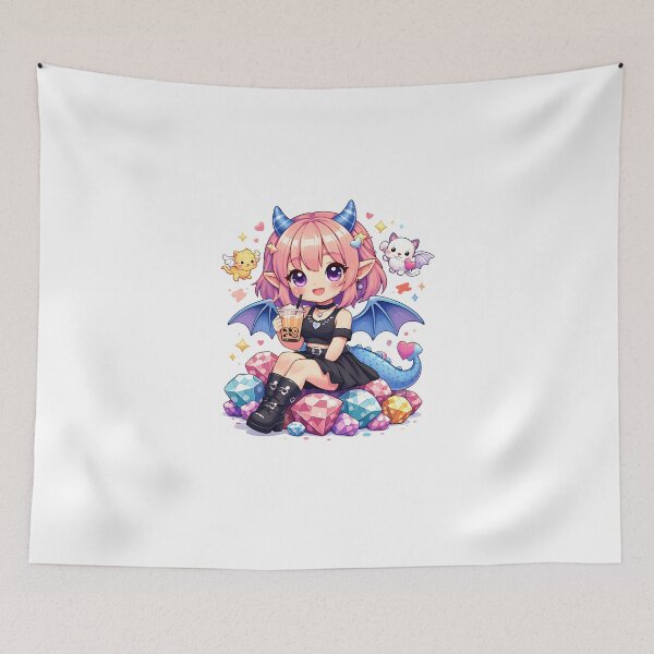 Item preview, Cute Demon Girl Bubble Tea Art designed and sold by Amr Siam.