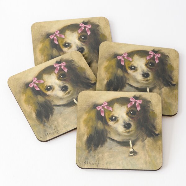 Item preview, Coquette Spaniel - Renoir Impressionist Dog Art Parody with Pink Bows designed and sold by Open Canvas.