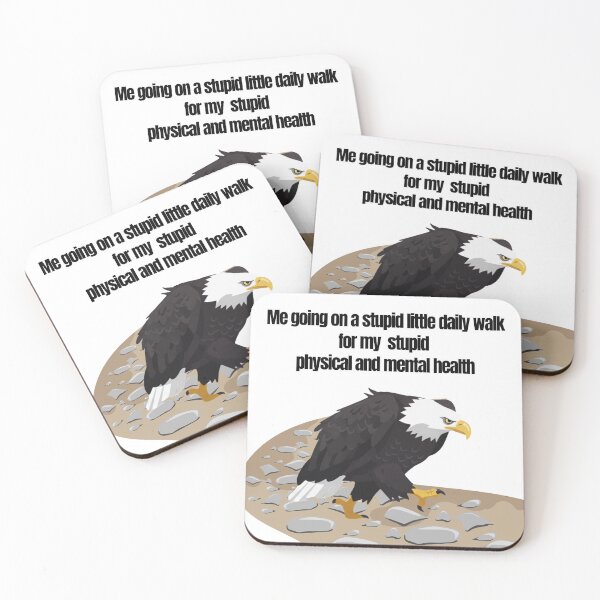 Item preview, Bald Eagle Daily Walk Meme – Funny Fitness Mental Health Quote Illustration designed and sold by digitalbitcraft.