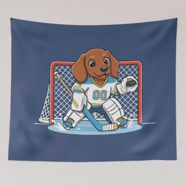 Item preview, Cute Dachshund Ice Hockey Goalie Puppy - Happy Winter Puppy designed and sold by The Real Life Symphony.