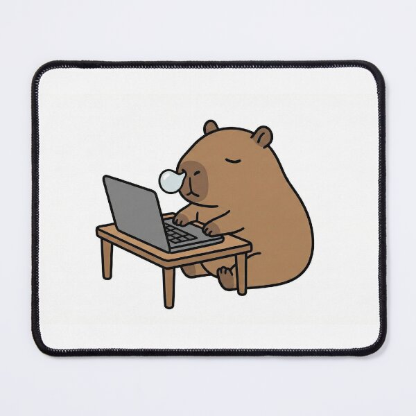 Item preview, Funny Sleeping Capybara at Work Cartoon designed and sold by ChillCapyStudio.