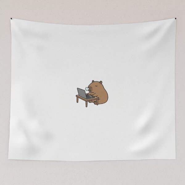 Item preview, Funny Sleeping Capybara at Work Cartoon designed and sold by ChillCapyStudio.