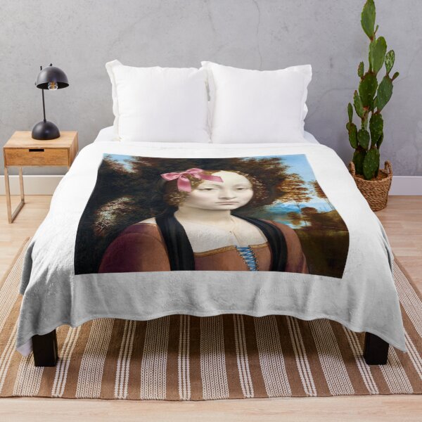 Item preview, Coquette Ginevra de' Benci - Leonardo da Vinci Renaissance Art Parody with Pink Bow designed and sold by Open Canvas.