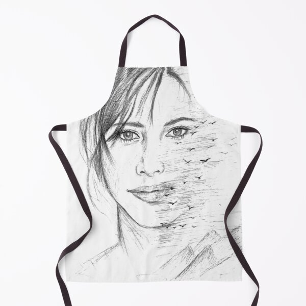 Item preview, Surreal Woman Face Sketch with Birds and Mountains. designed and sold by Hiteshartstudio.