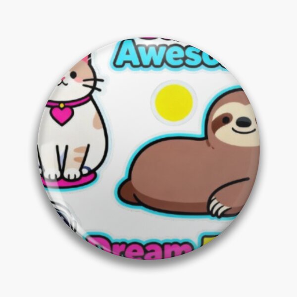 Item preview, Stay Awesome Dream Big – Cute Cat, Sloth & Astronaut Sticker Pack designed and sold by MiniPrintMagic.