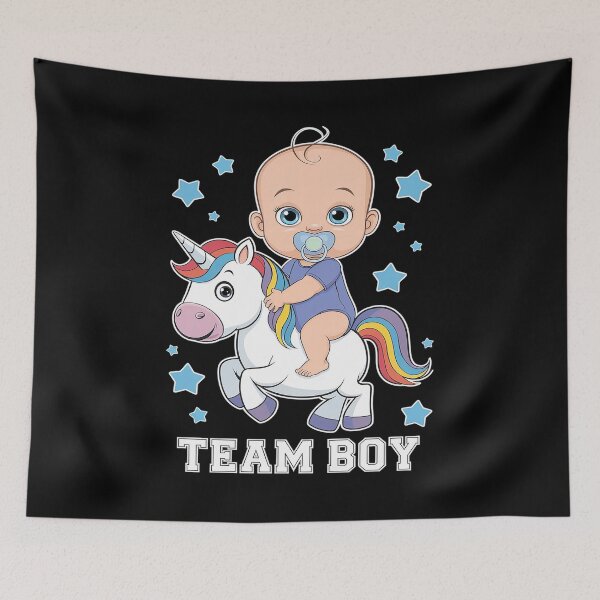 Artikelvorschau, Ankündigung der Gender-Reveal-Party für Team Junge: Baby-Einhorn entworfen und verkauft von InspiredFoul.