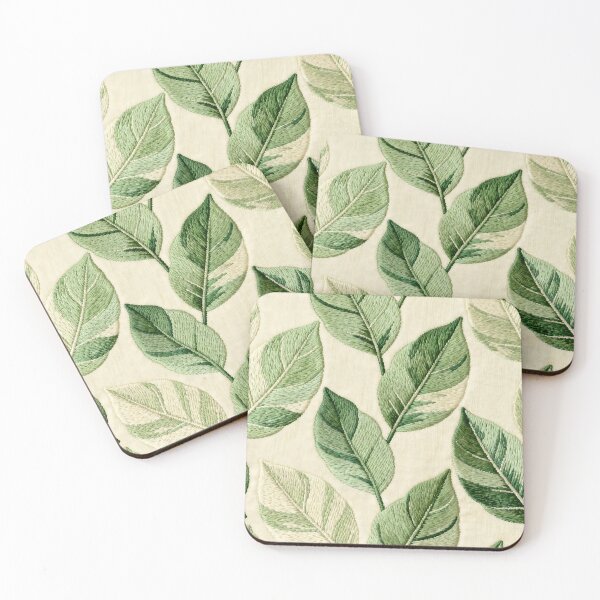 Item preview, A Embroidered Green Leaves Fabric Texture. designed and sold by Boundless PixelForge.