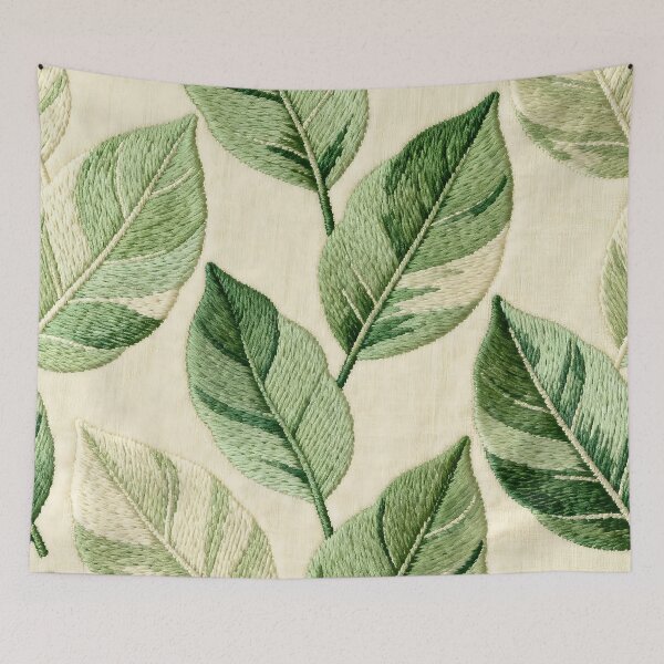 Item preview, A Embroidered Green Leaves Fabric Texture. designed and sold by Boundless PixelForge.