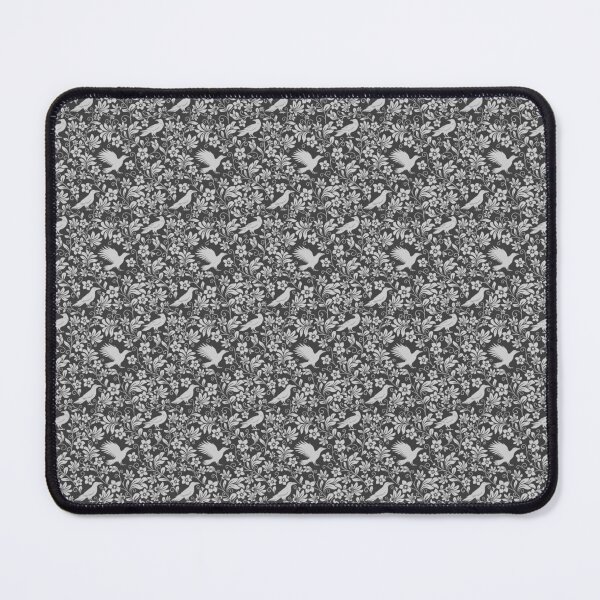 Item preview, Raven Silhouette Seamless Pattern – Monochrome Crow & Floral Grey Design designed and sold by WildLakePatterns.