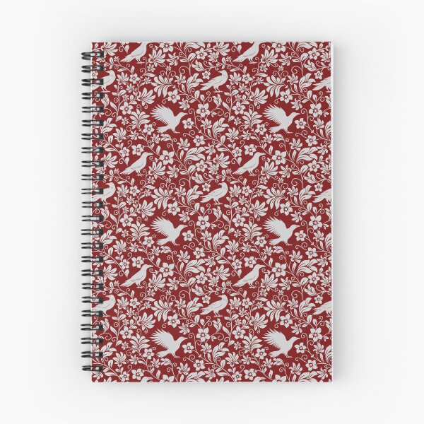 Item preview, Raven Silhouette Seamless Pattern – Monochrome Crow & Floral Red Design designed and sold by WildLakePatterns.