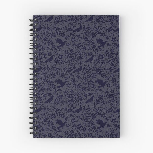 Item preview, Raven Silhouette Seamless Pattern – Monochrome Crow & Floral Dark Blue Design designed and sold by WildLakePatterns.