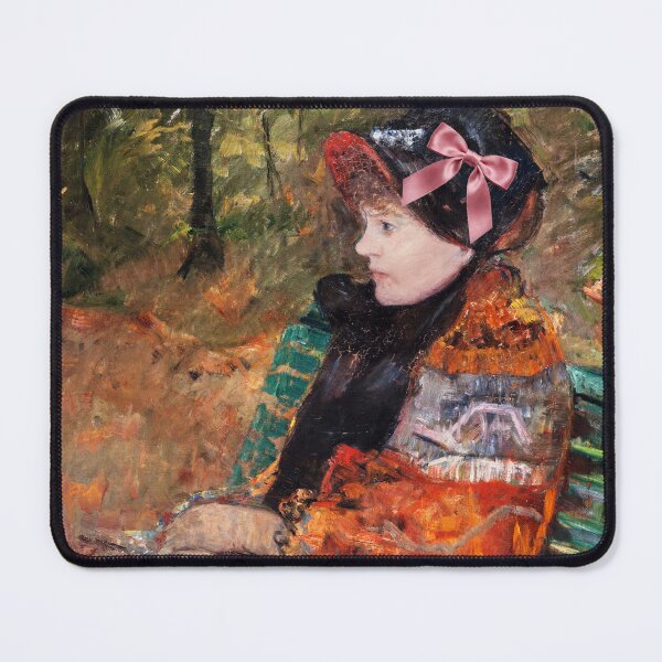 Item preview, Coquette Young Woman in the Garden - Manet Impressionist Art Parody with Pink Bow designed and sold by Open Canvas.