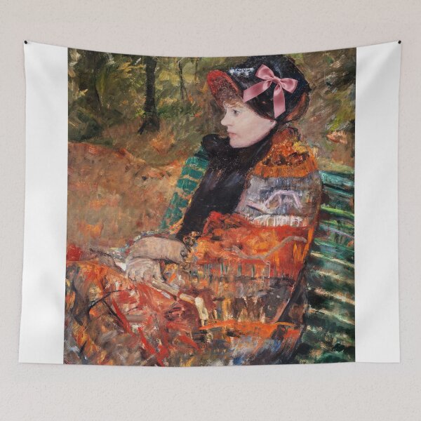 Item preview, Coquette Young Woman in the Garden - Manet Impressionist Art Parody with Pink Bow designed and sold by Open Canvas.