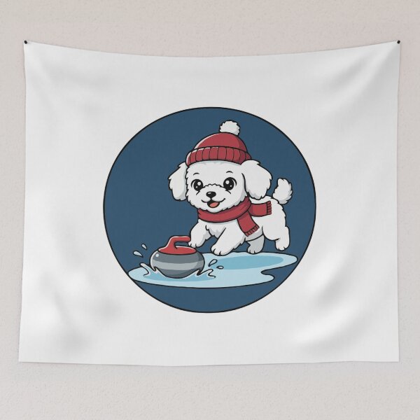 Item preview, Cute Teacup Poodle Curling Puppy - Happy Winter Puppy designed and sold by The Real Life Symphony.