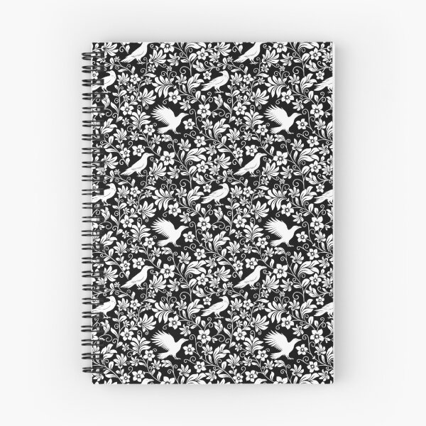 Item preview, Raven Silhouette Seamless Pattern – Monochrome Crow & Floral White on Black Design designed and sold by WildLakePatterns.