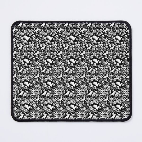 Item preview, Raven Silhouette Seamless Pattern – Monochrome Crow & Floral White on Black Design designed and sold by WildLakePatterns.
