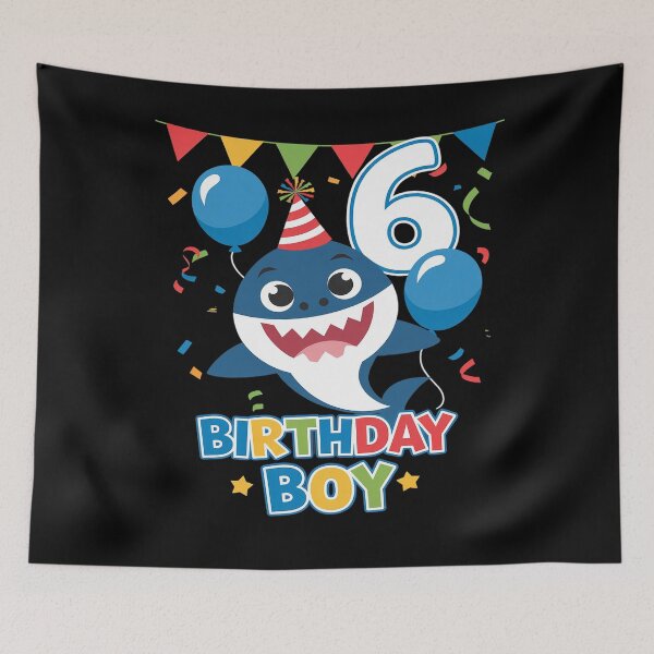 Item preview, Kids 6th Birthday Boy Shark Ocean Theme Party 6 Years Old For Boy  designed and sold by FadeOfThrone.