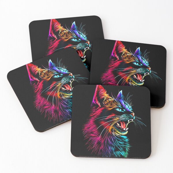 Item preview, Neon Fury: Electric Rainbow Cat Portrait designed and sold by ifundesign.