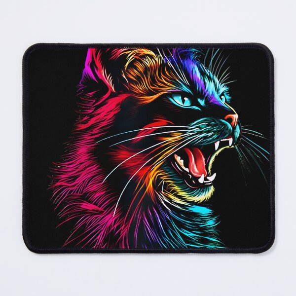 Item preview, Neon Fury: Electric Rainbow Cat Portrait designed and sold by ifundesign.