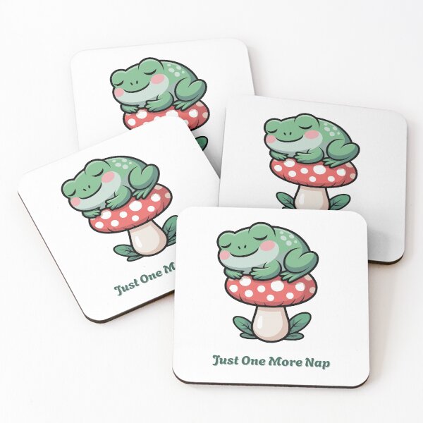 Item preview, Just One More Nap – Cute Sleepy Frog on Mushroom Illustration, Cute Frog Nap Time Aesthetic Illustration designed and sold by SinghDesignHub.