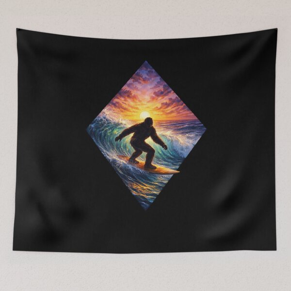 Item preview, Bigfoot Surfing Sunset Art designed and sold by Planetporridge.