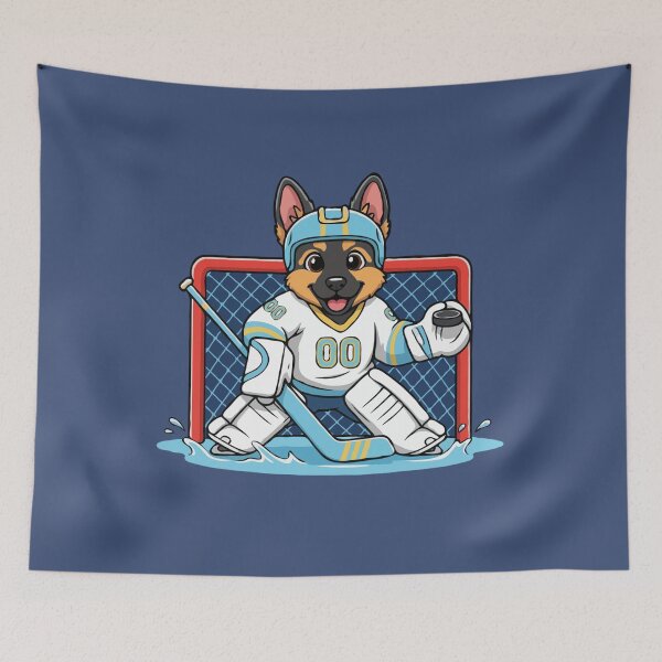 Item preview, Cute German Shepherd Ice Hockey Goalie Puppy - Happy Winter Puppy designed and sold by The Real Life Symphony.