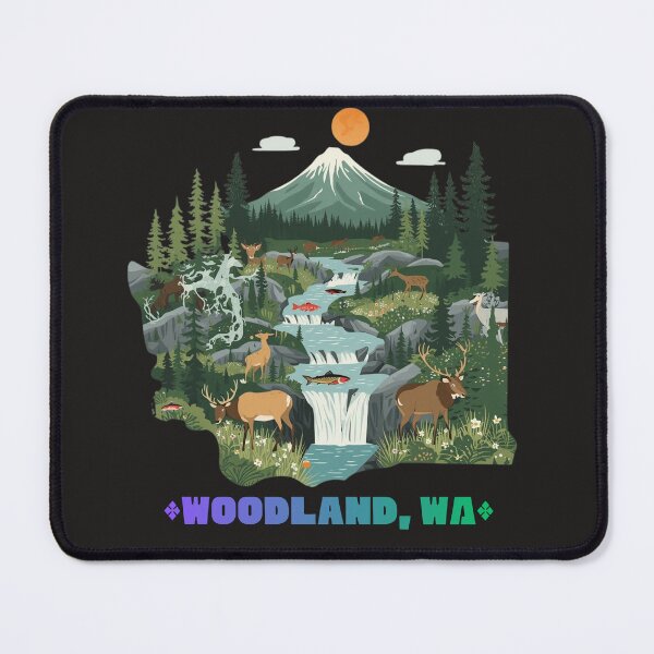 Item preview, Woodland Washington Nature Scene - Pacific Northwest Wildlife Illustration in WA State Shape designed and sold by TitanRN.