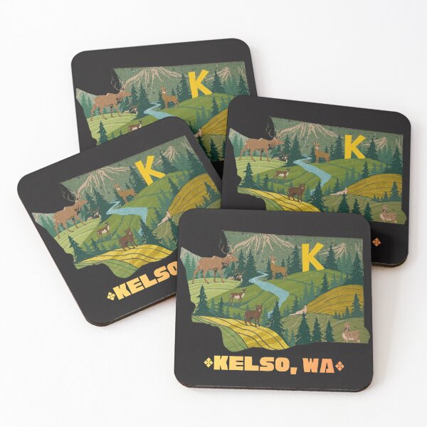 Item preview, Kelso Washington Nature Illustration - Pacific Northwest Wildlife Scene in WA State Shape designed and sold by TitanRN.