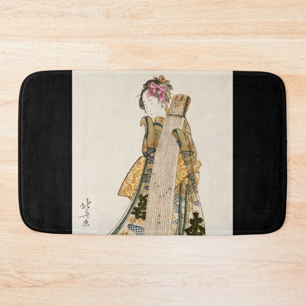 Item preview, Coquette Woman with a Koto - Hokusai Ukiyo-e Art Parody with Pink Bow designed and sold by Open Canvas.