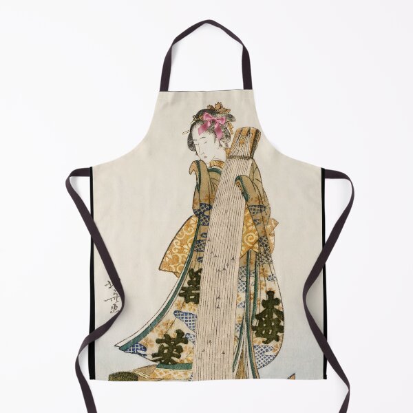 Item preview, Coquette Woman with a Koto - Hokusai Ukiyo-e Art Parody with Pink Bow designed and sold by Open Canvas.