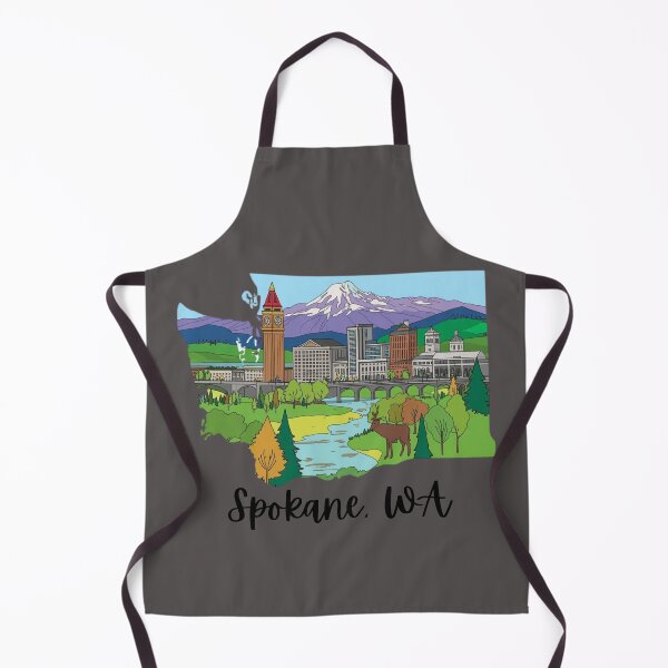 Item preview, Spokane Washington Illustrated Skyline with Clock Tower, Riverfront Park & Mount Spokane designed and sold by TitanRN.