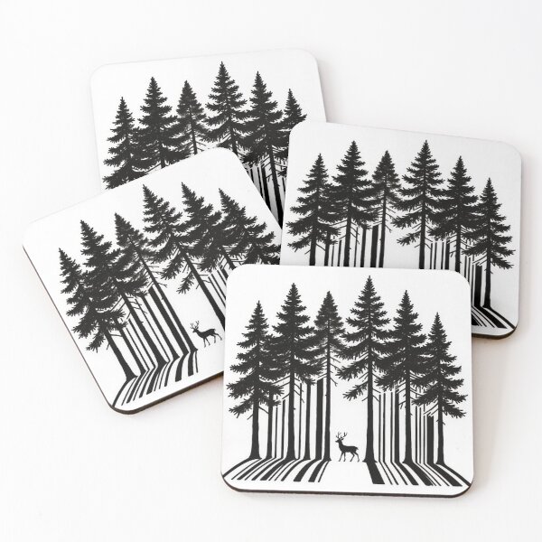 Item preview, Deer Among Tall Pines in Artistic Style designed and sold by Wonderful Designs.