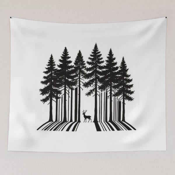 Item preview, Deer Among Tall Pines in Artistic Style designed and sold by Wonderful Designs.