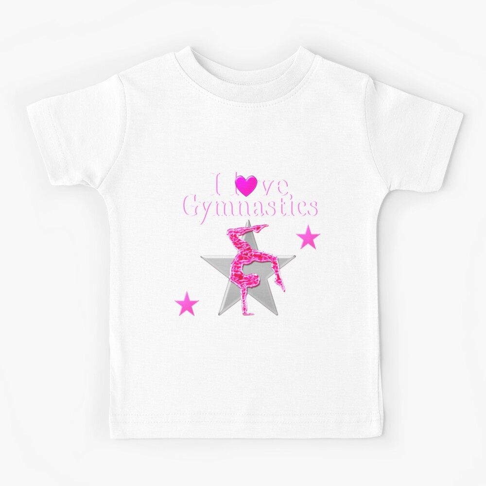 "SPARKLING PINK STAR GYMNAST" Kids TShirt by JLPOriginals Redbubble