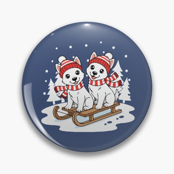 Item preview, Cute American Eskimo Sledding Puppy - Happy Winter Puppy designed and sold by The Real Life Symphony.